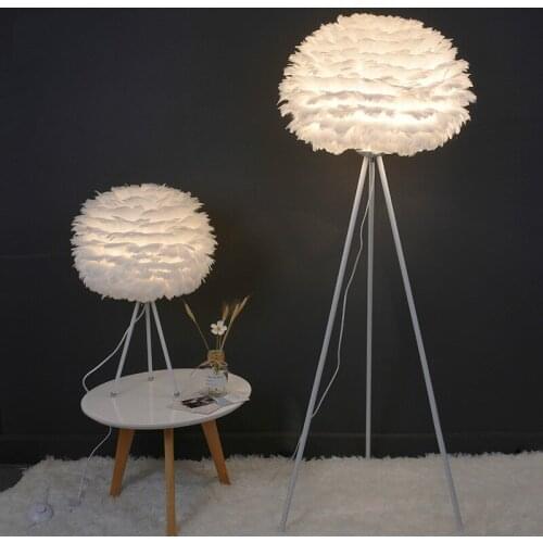 Feather floor lamp home decoration accessories wedding E27 table lamp bedroom bedside goose hair table lamp WF1109204
