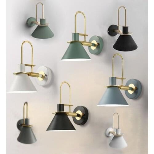 Nordic modern creative macaron living room bedroom bedside mirror front bathroom wall lamp