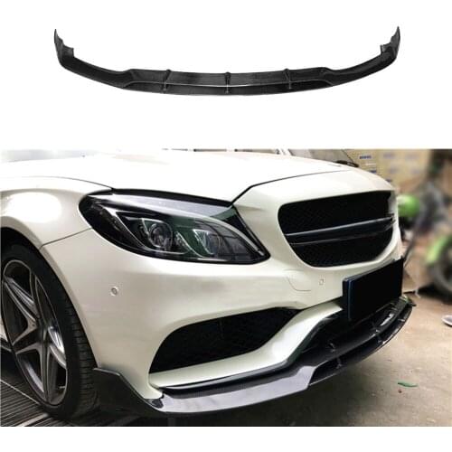 C Class Carbon Fiber Front Bumper Lip Spoiler for Mercedes Benz W205 C63 AMG C180 C200 C260 2015-17 Car Styling