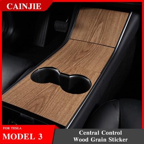 Model3 Car Center Console Wrap Sticker For Tesla Model 3 Y Wood Console Grain Accessories For Tesla Model Three Accessory 2020