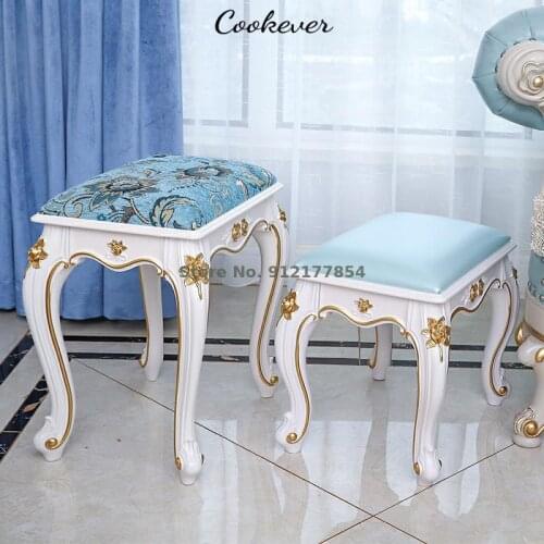 American European style stool imitation solid wood makeup stool dressing table chair white bedroom modern minimalist nail stool