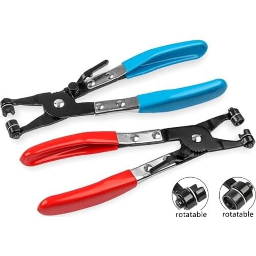 Heavy Duty Flexible Car Pipe Clip Hose Clamp Pliers Auto Long Reach Removal Ratchet Tool Fuel Oil Water Pipe Repair Tool