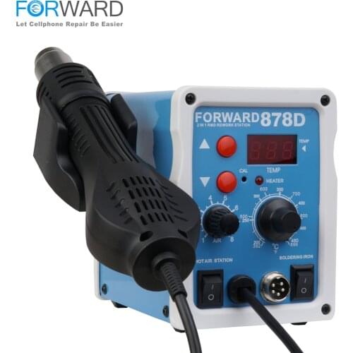 FORWARD 878D Hot Air Heat Gun With Iron Soldering Station For Mobile Phone Motherboard IC Desoldering