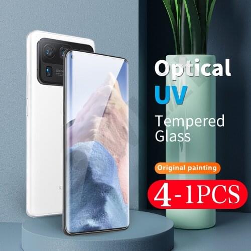 4-1Pcs full cover UV Glass for Xiaomi Mi 11 Ultra note 10 Lite 10S CC9 Pro protective film Tempered Glass Phone Screen Protector