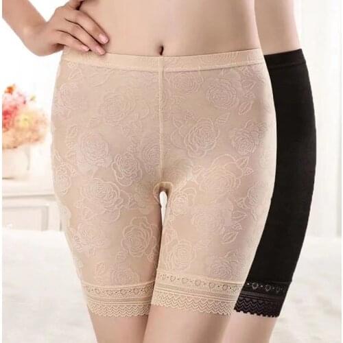 Lace edge safety pants, large size lace leggings, anti-empty panties, insurance shorts
