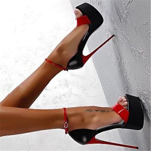 Ladies Pumps Summer Women Sandals Sexy Pumps 16cm Women Heels Party Shoes Strappy Heels Red White Wedding shoes size 46