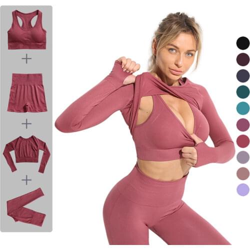 Women Seamless Yoga Sets Suit Female High Waist Leggings Sports Bra Outfits Workout Sportswear Gym Clothing Fitness Tracksuit