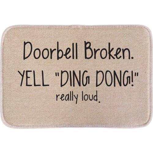 Animals Welcome Doormats Funny Sign "Doorbell Broken Yell Ding Dong" Home Decorative Door Mats Short Plush Fabric Bathroom Mats