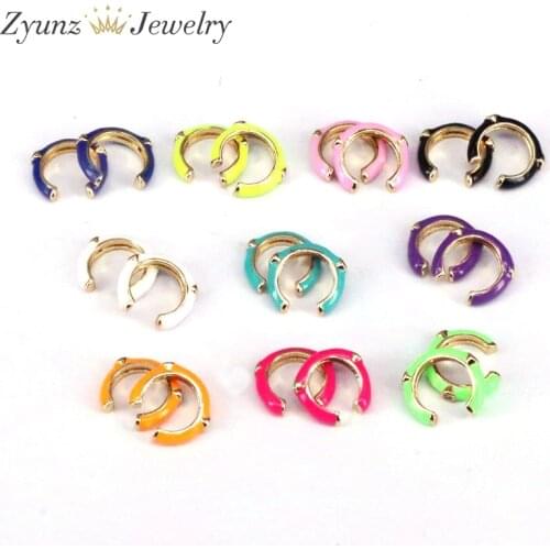 10 Pairs, Colorful Enamel Ear Clips No Pierced Simple C Shaped Ear Cuff Cartilage Earring Brincos Geometric Earcuffs