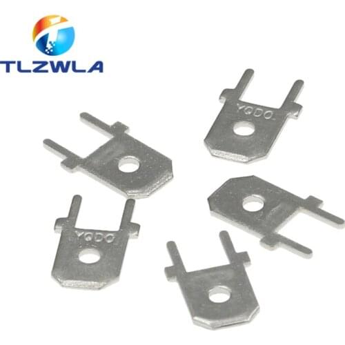 100pcs 6.3mm Inserts Plug male Terminal 250 PCB Solder lug thickness 0.8 two legs ,PCB welding sheet