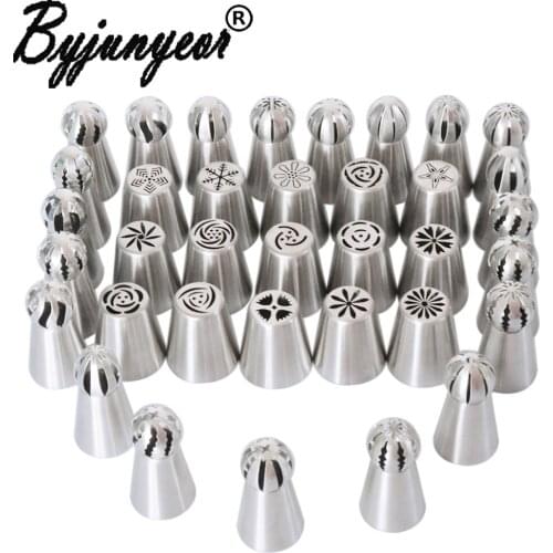 36PCS Icing Piping Tips Nozzles+Cupcake Russian Tulip Nozzles Cupcake Cake Decorating DIY Dessert CS095