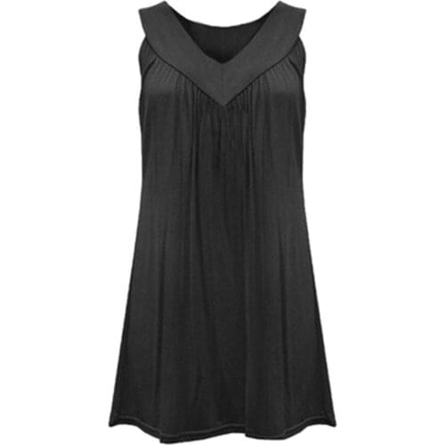 New Women Blouses Fashion Women Pure Color Sleeveless V Neck Pleated Tank Top Casual Soft Blouse Womens loose Clothing