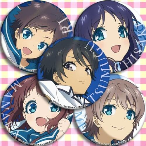 58mm Nagi no Asukara Cosplay Badges Mukaido Manaka Brooch Icon Sakishima Hikari Collection Bag Breastpin for Backpacks Clothing