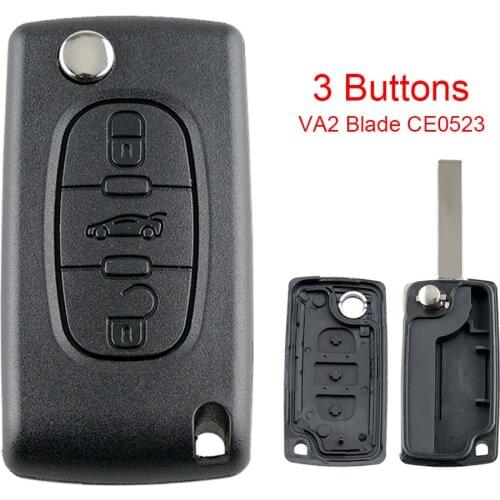 3 Buttons Car Key Case Shell Fob Replacement Flip Folding Car Key Shell with Uncut Car Flip Key Fit for Citroen C2 C3 C4 C5 C6