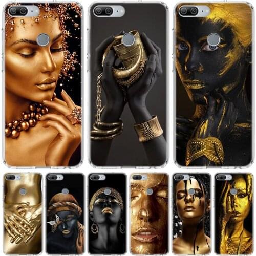 African Art Black and Gold Woman Oil Phone Case for Huawei Honor 10 9 20 7A 7X 8A 8S 8X 9X Lite Pro Y5 Y6 Y7 Y9S 2019 10i 20i Co