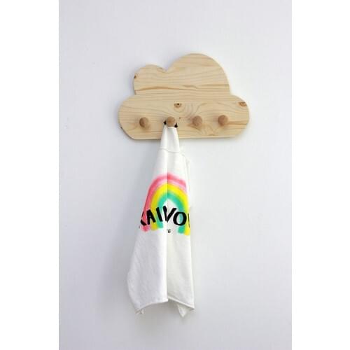 Ceebebek Wooden Baby Children Room Hanger Wall Rack Decorative Cloud Robe Hook