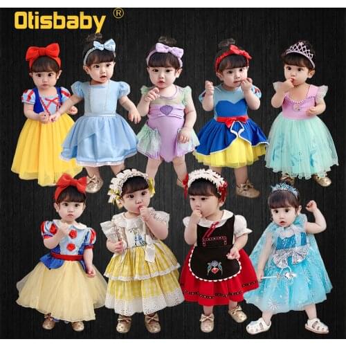 Boutique Infant Elsa Dress Christmas Little Mermad Snow White Dress Up Halloween Costume Vintage Lolita Spanish Tutu Dress