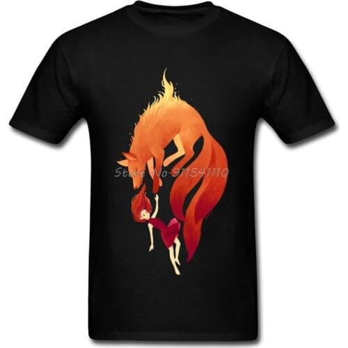 Latest Round Collar T Shirt Cute Fox And Girl Summer Autumn Tees Short Sleeve Polyester Cotton Women Men Funny T-Shirts