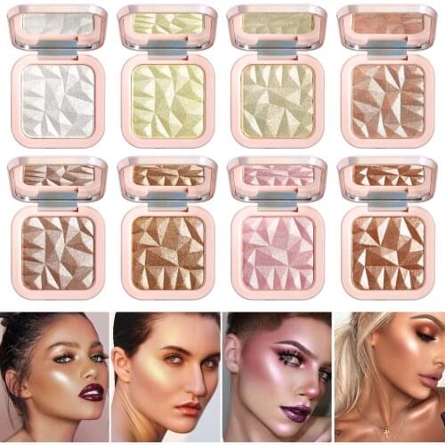 DE'LANCI 8 Colors Highlighter Powder Glitter Palette Glow Face Contour Shimmer Makeup Ginger Highlight Cosmetics