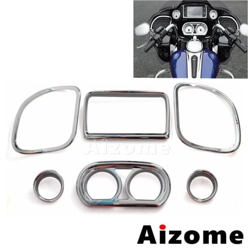 Chrome Inner Fairing Dash Gauge Radio Trim Kit For Harley Road Glide FLTRX Special FLTRXS Road Glide Ultra FLTRU 2015-2017