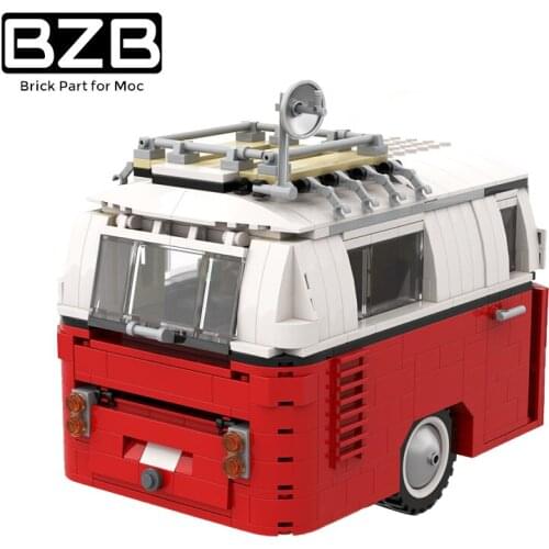BZB MOC City Caravan Bus RV High-tech 46121 Vehicle Tail Car Building Block Model Kids Toys DIY Brick Parts Birthday Best Gifts