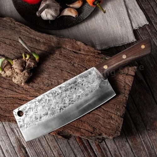 Hand-forged stainless steel chefs knife meat cleaver kitchen slicing knife household kitchen knife cooking knife