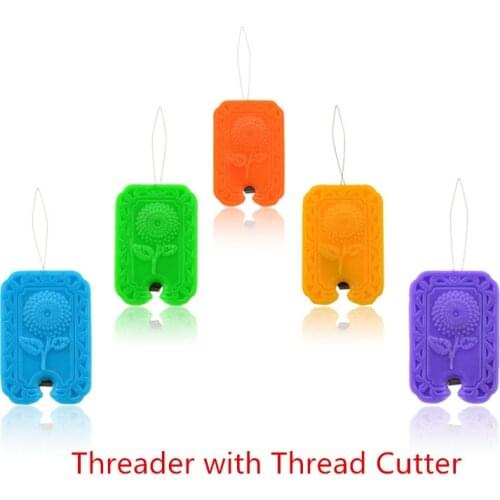 1PC Multifunctional Elderly Easy Sewing Needle Device Threader Threader with Thread Cutter Random Color Sewing Needlework
