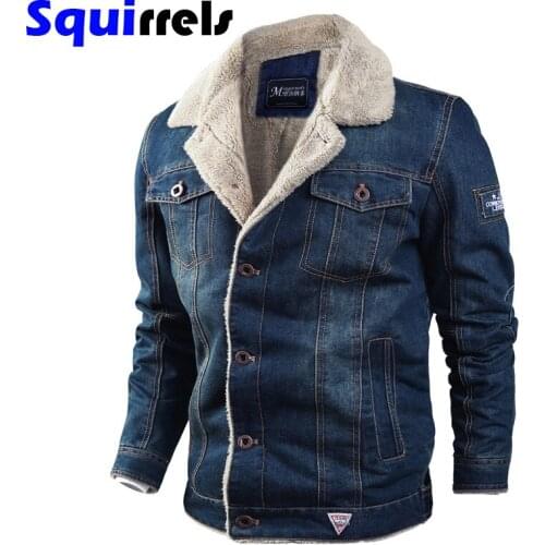Mens jacket casual winter plus velvet thick loose lapels plus size denim top Mens winter clothes daily fashion mens clothing