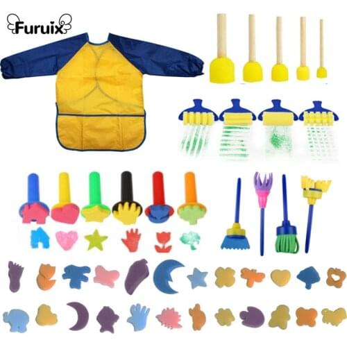 New 44pcs Sponge Painting Brushes Kit Mini DIY Painting Kits Kindergarten Graffiti Paint Brush Toy Paint Set Roller Sponge Brush