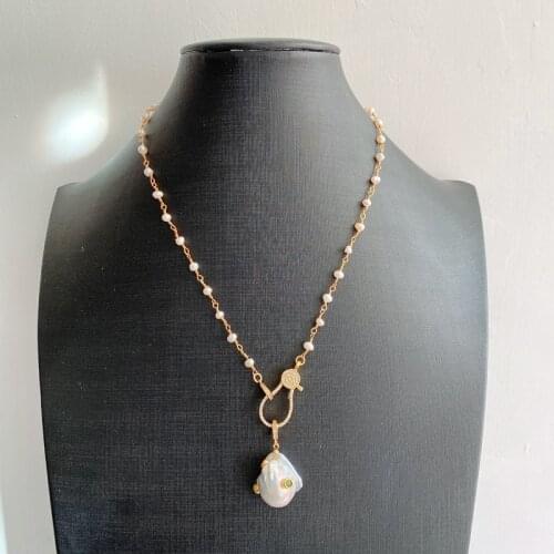 Handmade Freshwater Pearls Chain Necklaces Clasp And Pearl Pendants Fashion Jewelry