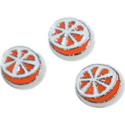 Orange Fruit Floating Charms For Living Memory Glass Locket Floating Locket Pendants Necklace DIY Accessories 10pcs/lot