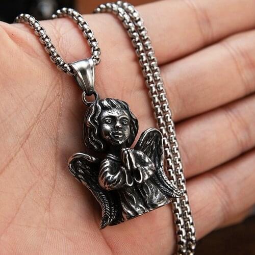 Ancient Greek Mythology Angel Pendant For Men And Women Vintage Stainless Steel Trendy Angel Necklace Dropshipping Store