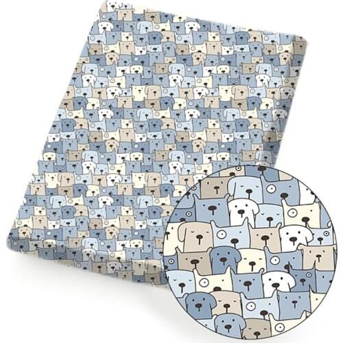 Polyester Cotton Fabric Cartoon Dogs Printed Cloth Sheet DIY Dress Supplies Home Textile Handmade Bag Material 45*150cm 1pc
