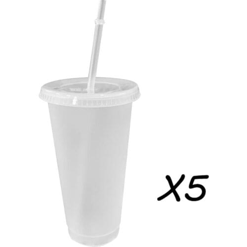 700ml Transparent Water Cup Mug Reusable Cup Dome Lid Acrylic Drink Cup Plastic Tumbler With Lid Straw Cup Outdoor Portable Cup