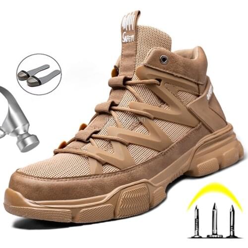 Work Safety Shoes Men Indestructible Sneakers Work Shoes Male Security Steel Toe Shoes Puncture-Proof Work Sneakers Safety Boots