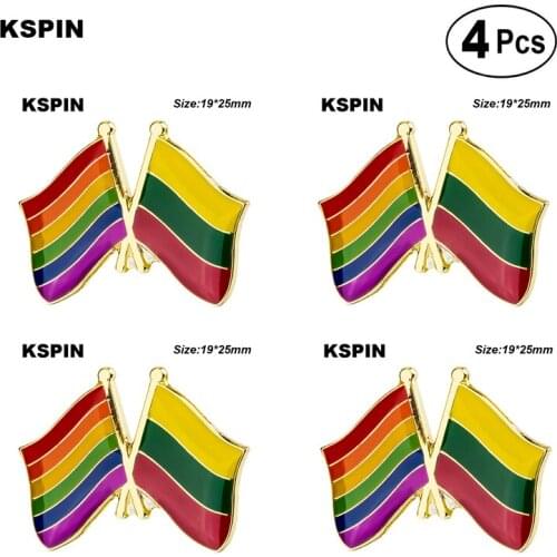 Rainbow Lithuania Flag Pin Lapel Pin Badge Brooch Icons 4pcs