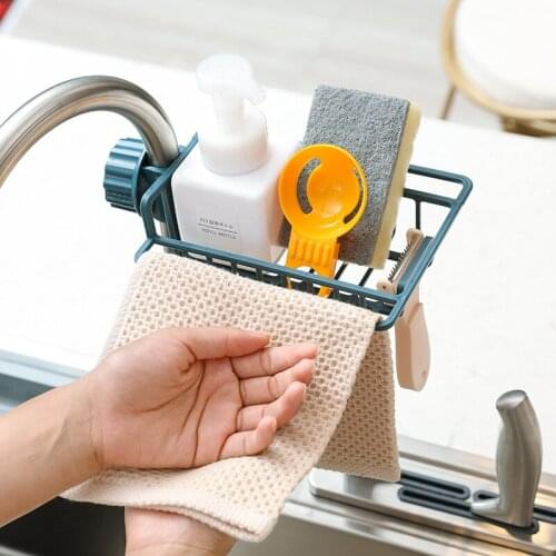 Household Adjustable Sink Drain Rack Sponge Dish Cloth Rag Faucet Storage Holder Shelf Organizer Bathroom Kitchen Accessorie