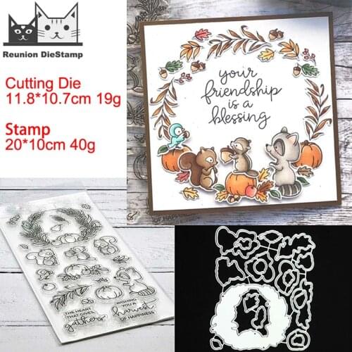 Reunion Animal Wreath Metal Cutting Dies and Stamps Stencil for DIY Scrapbooking Photo Album Embossing Decorative Craft Die 2020