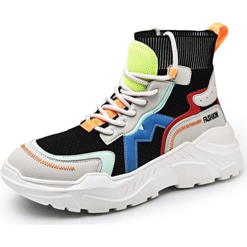 Luxury Brand Men Running Shoes High Top Sock Sneakers Thick Sole Walking Boot Trending Mans Street Dancing Shoe Basket Trainers