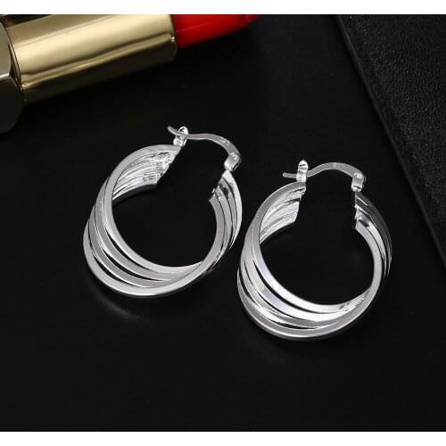 Christmas gifts high quality 925 Sterling Silver Retro circle Earrings fashion Jewelry elegant Woman party wedding Jewelry