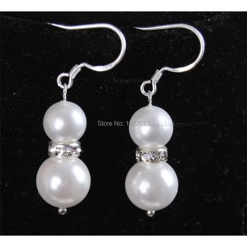 Natural Shell pearl 8-10MM Tibetan Silver drop Earrings