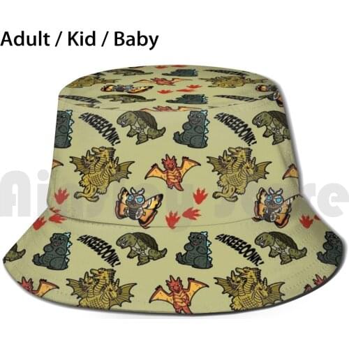 Kaiju Party Sun Hat Foldable UV Protection Gojira King Ghidorah Gamera Mothra Kaiju King Of The Monsters Cute Pattern