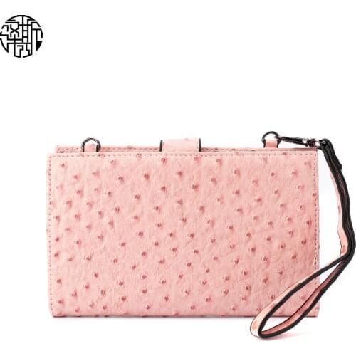 Zenos Ostrich Pu Leather Multifunction Cell Phone Bag Shoulder Bag Card Holder Case For Women