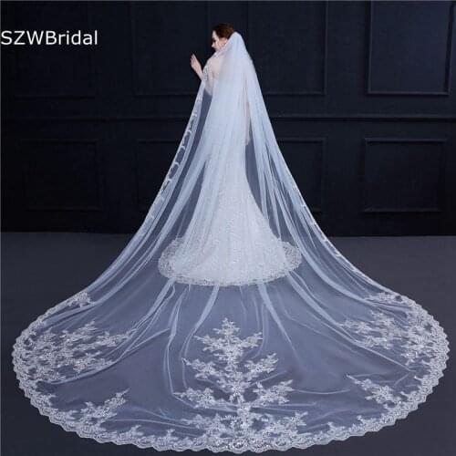 New Arrival Lace Appliques Bridal veils 2021 Welon White Ivory bride accessories Hochzeit Within Wedding hair accessories noiva