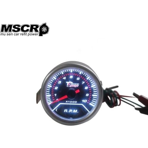 Tachometer Car Gauge 2" 52mm 0~10000 RPM TACHO Mechanical Meter Black Dial Face Silver Bezel Auto 12V