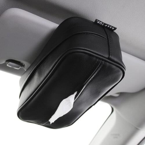 23x13x9cm soft faux PU leather black tissue car seat back wipe case black PU hanging tissue box storage case