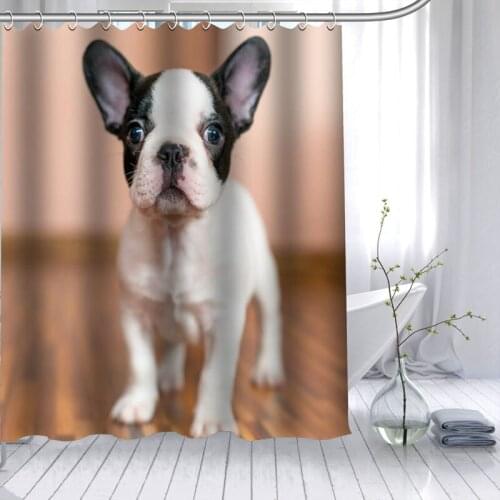 ShunQian HOT SALE Bulldog Animal Shower Curtain Polyester Fabric 12 Hooks For The Bathroom Waterproof Mildew Funny Bath Curtain