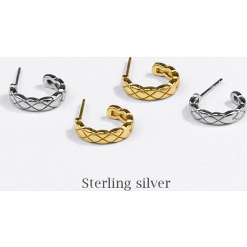 Sole Memory Geometric Semicircle Letter C Cute 925 Sterling Silver Fashion Female Stud Earrings SEA811