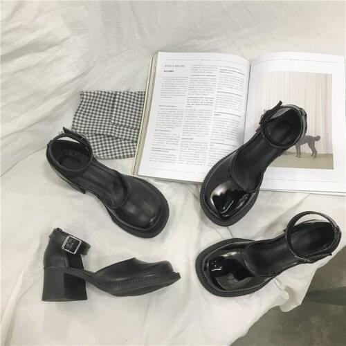 Casual Heels African Woman Shoe Leather Womens Shoes Basketball Platform Round Toe Chunky Sandals Mary Jane 2020 Branded Pumps