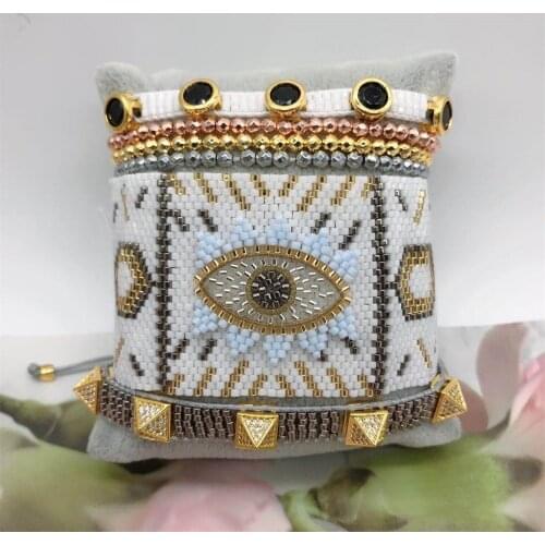 ZHONGVI Fashion Evil Eye Bracelet For Ladies Multilayer Crystal Pulsera Fashion Rhinestone Jewelry Adjustable Miyuki Bracelets